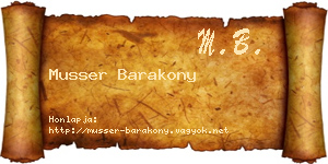 Musser Barakony névjegykártya